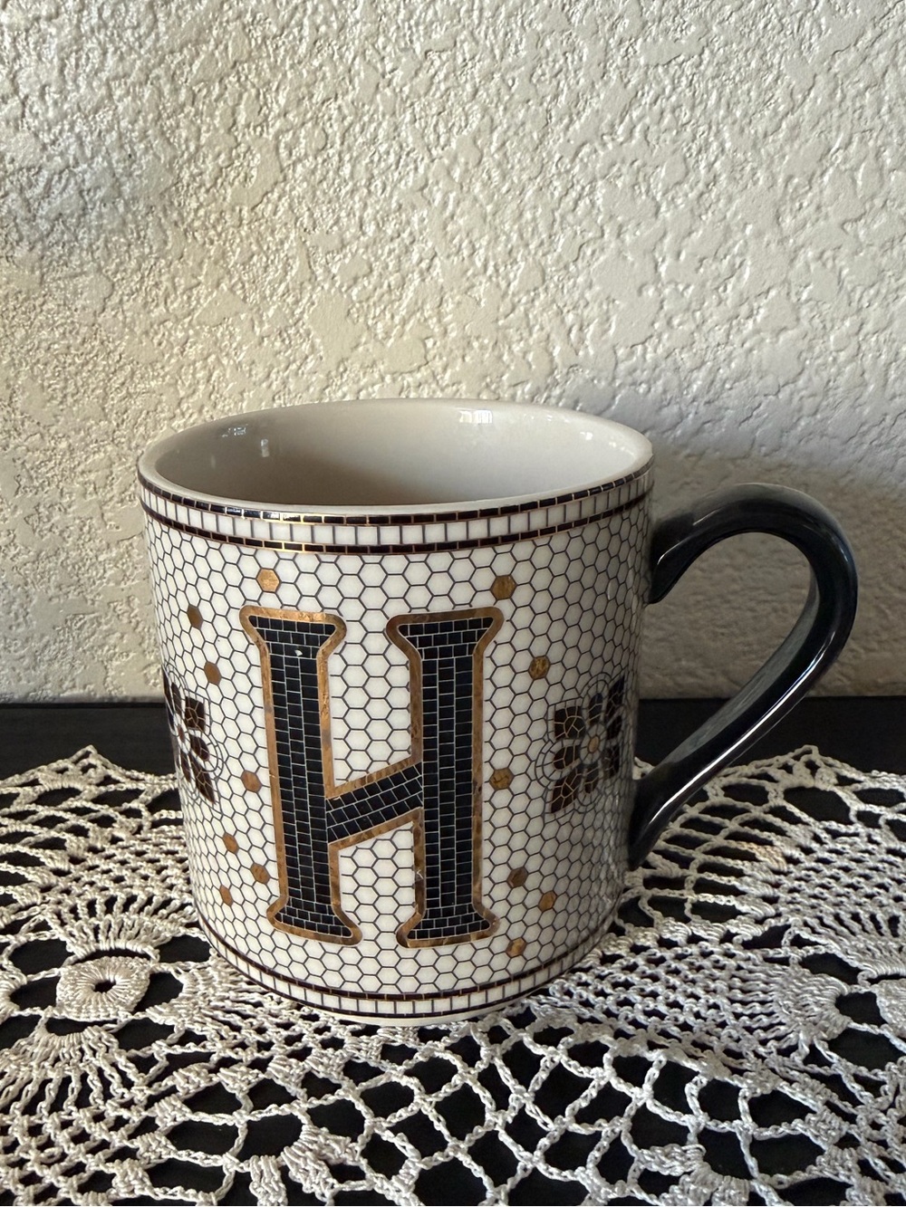 Anthropologie Bistro Tiled Margot Monogram H Mug